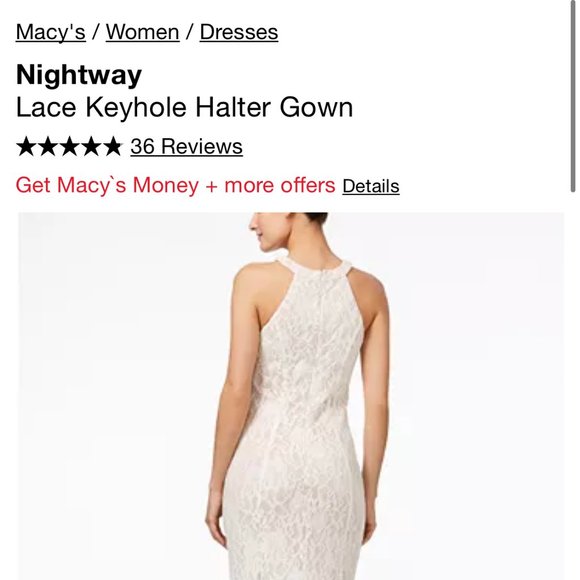 Nightway Lace Keyhole Halter Gown Maxi Mermaid Wedding Dress Ivory/Nude Size 8 - Picture 4 of 4